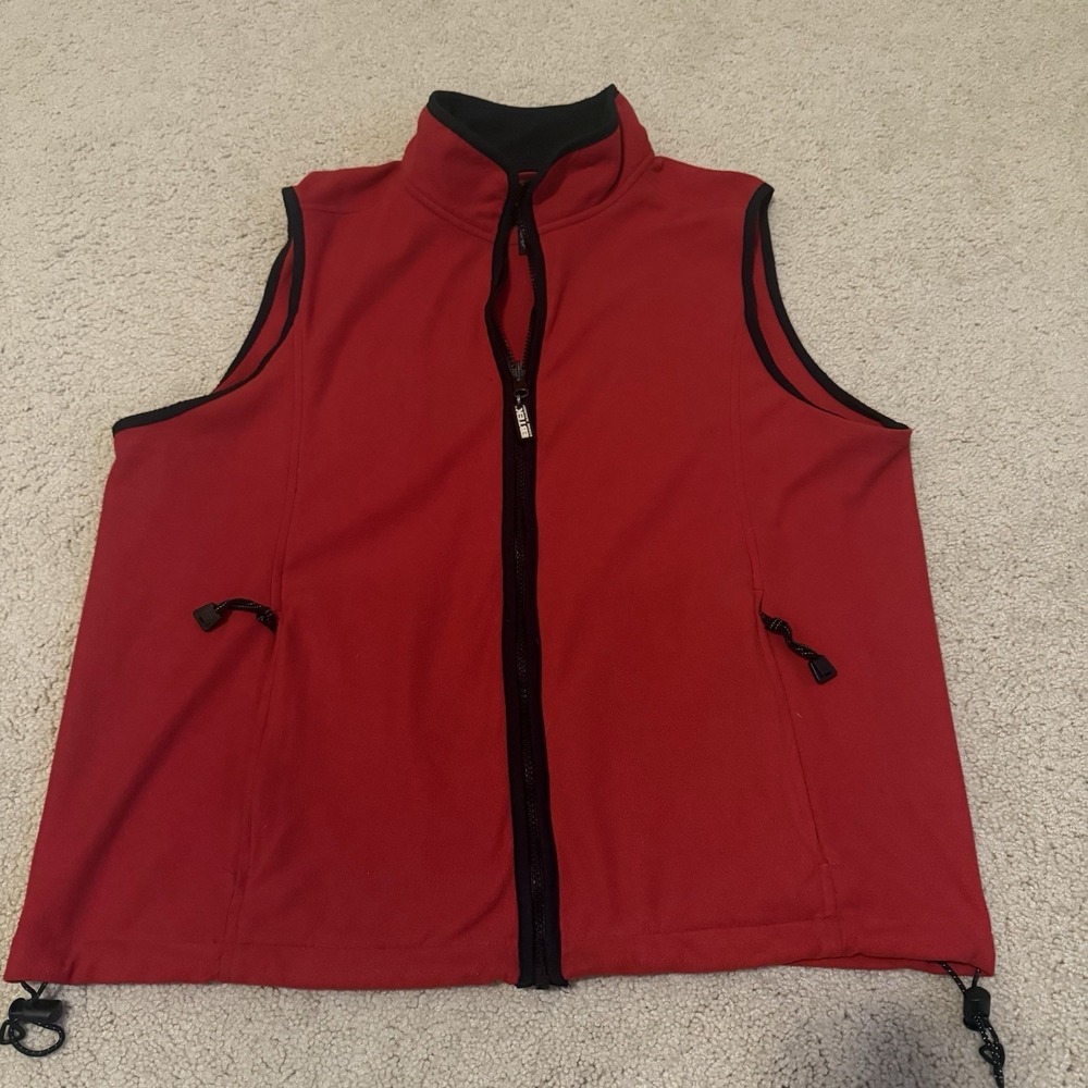 Vintage EBTEK Eddie Bauer Vest Men's Large Tall Red Fleece Polartec 90s Outdoors